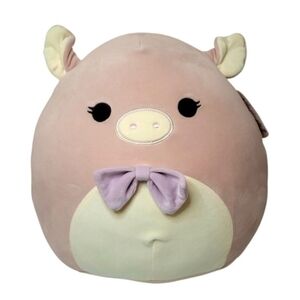 Squishmallows HETTIE 14" Pink Pig Blush Push Toy Lavender Bow